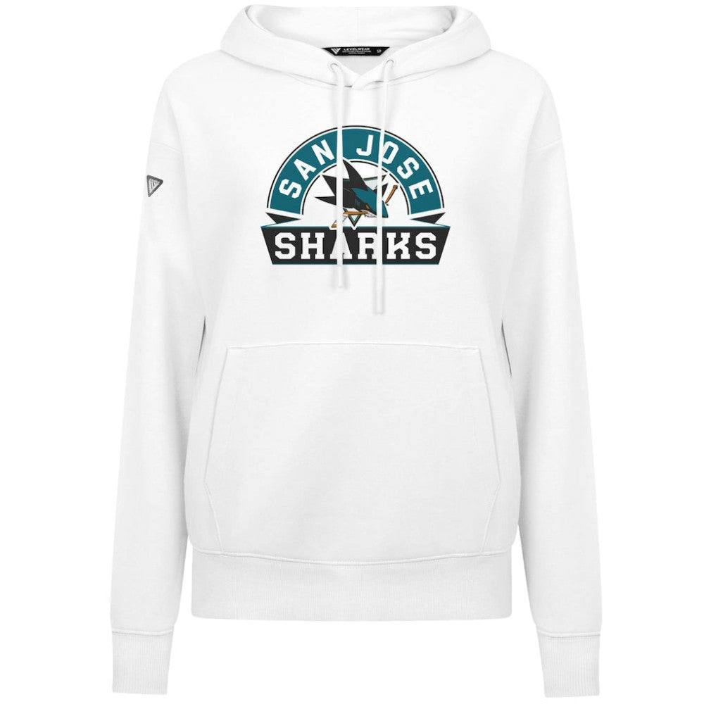 NHL White San Jose Sharks Levelwear Women's Adorn Banner Arch Pullover Hoodie