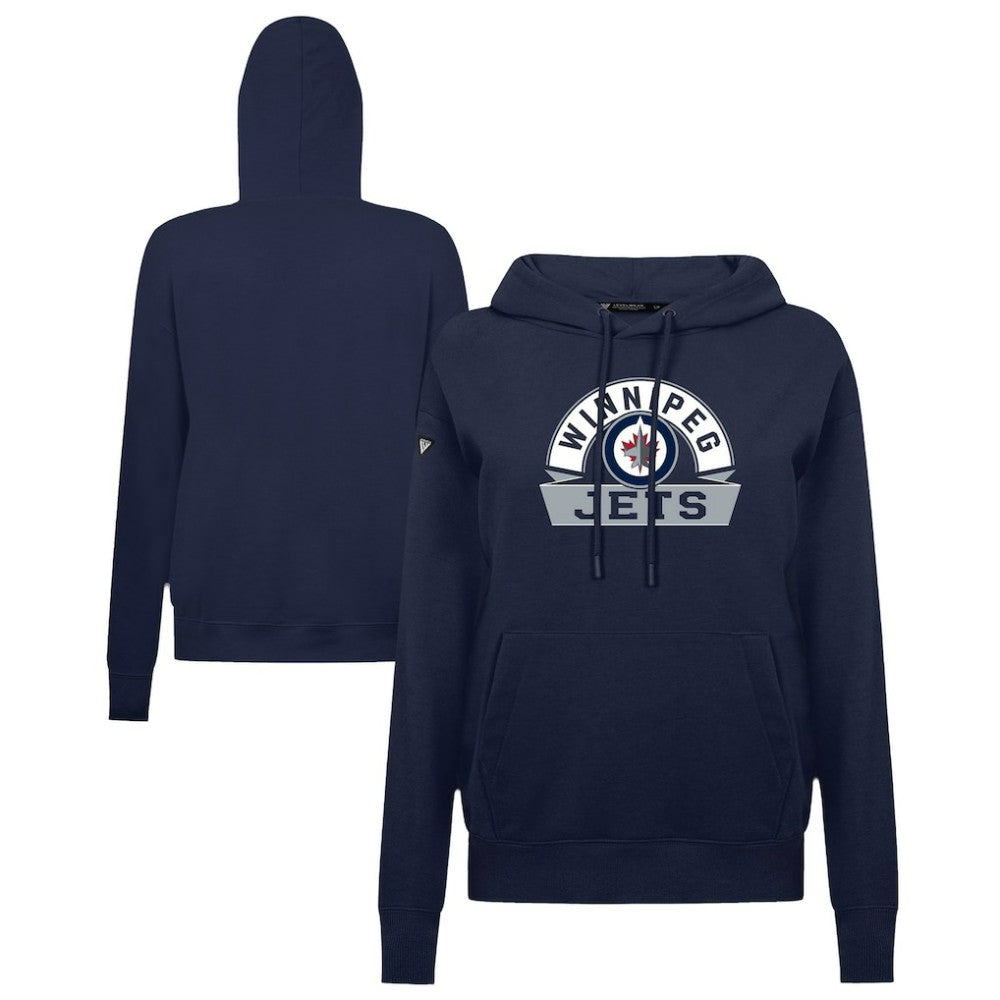 NHL Navy Winnipeg Jets Levelwear Women's Adorn Banner Arch Pullover Hoodie
