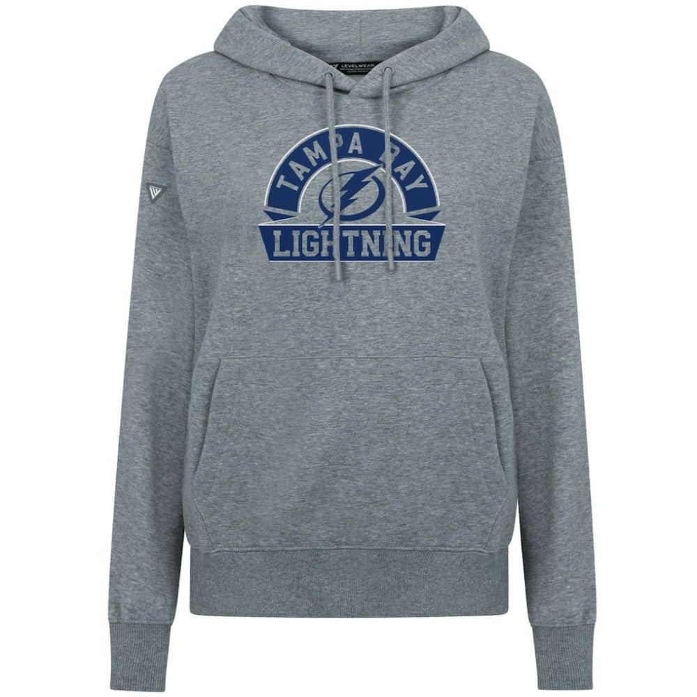 NHL Gray Tampa Bay Lightning Levelwear Women's Adorn Banner Arch Pullover Hoodie