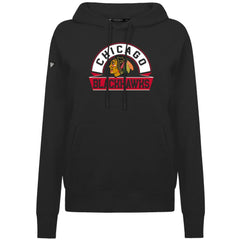 NHL Black Chicago Blackhawks Levelwear Women's Adorn Banner Arch Pullover Hoodie