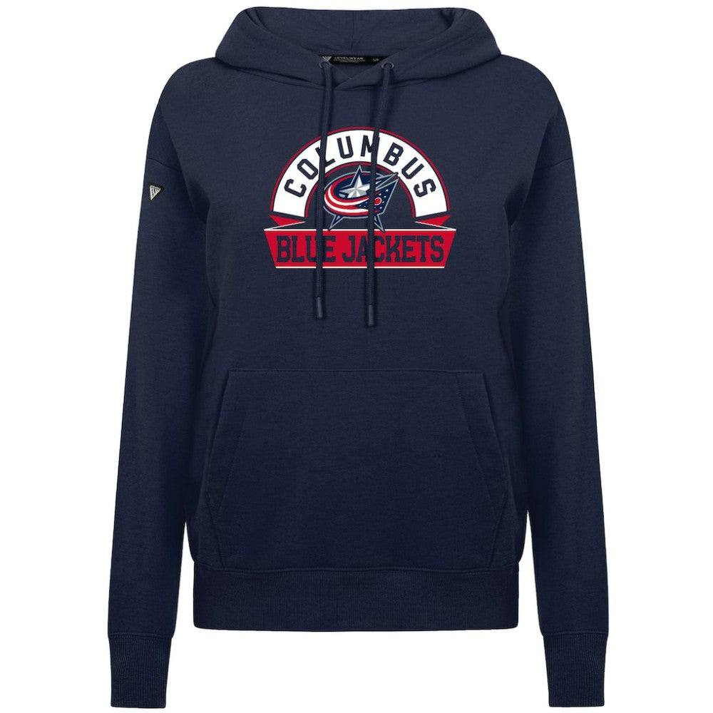 NHL Navy Columbus Blue Jackets Levelwear Women's Adorn Banner Arch Pullover Hoodie