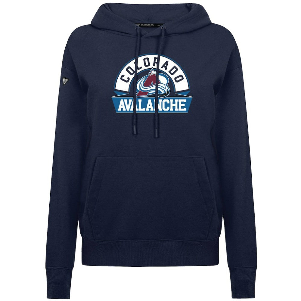 NHL Navy Colorado Avalanche Levelwear Women's Adorn Banner Arch Pullover Hoodie