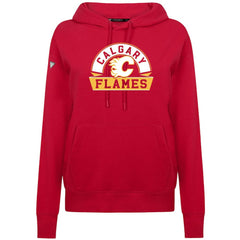 NHL Red Calgary Flames Levelwear Women's Adorn Banner Arch Pullover Hoodie