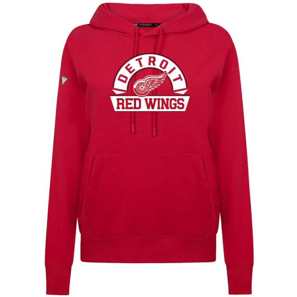 NHL Red Detroit Red Wings Levelwear Women's Adorn Banner Arch Pullover Hoodie