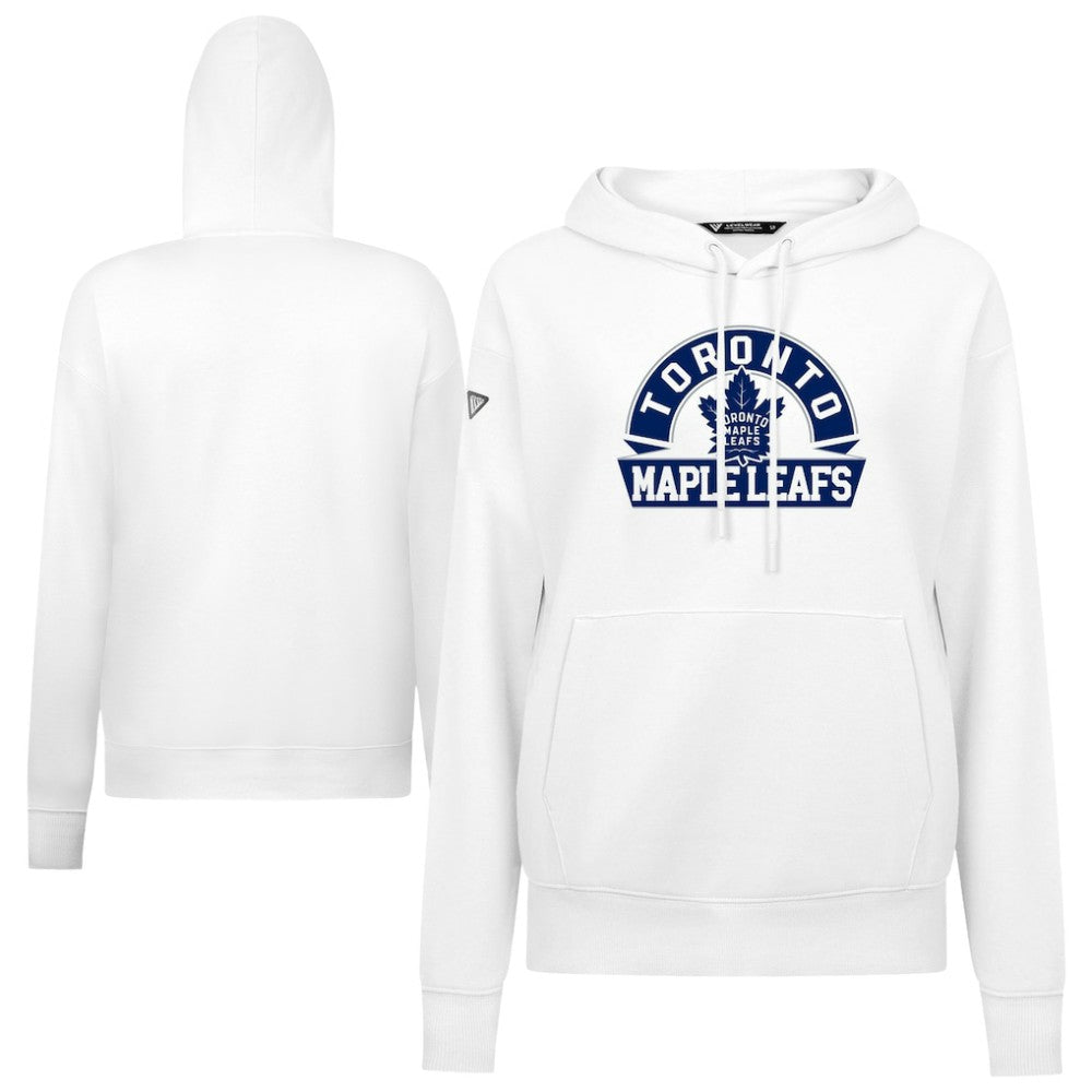 NHL White Toronto Maple Leafs Levelwear Women's Adorn Banner Arch Pullover Hoodie