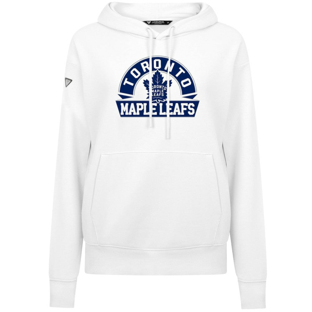 NHL White Toronto Maple Leafs Levelwear Women's Adorn Banner Arch Pullover Hoodie