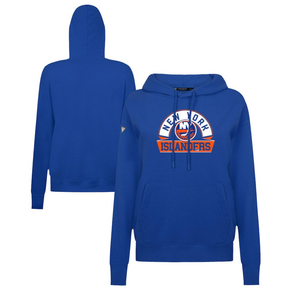 NHL Royal New York Islanders Levelwear Women's Adorn Banner Arch Pullover Hoodie