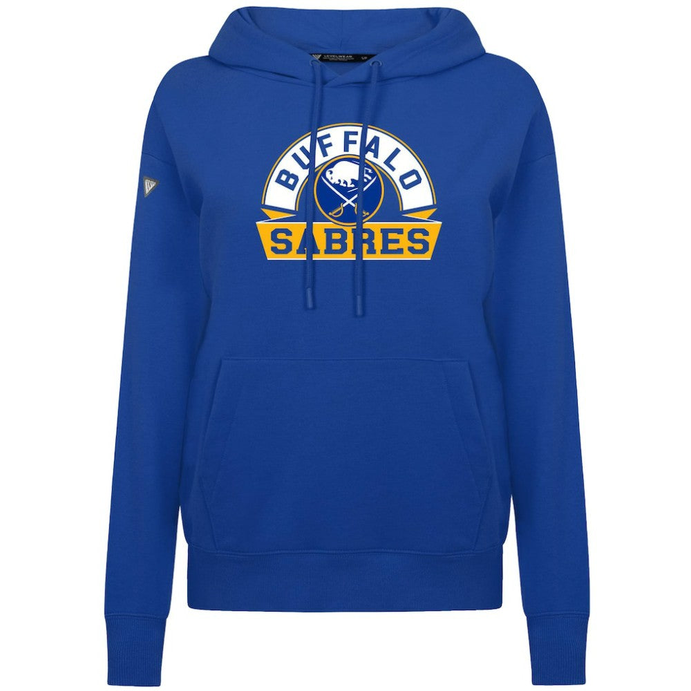 NHL Royal Buffalo Sabres Levelwear Women's Adorn Banner Arch Pullover Hoodie