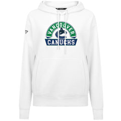 NHL White Vancouver Canucks Levelwear Women's Adorn Banner Arch Pullover Hoodie