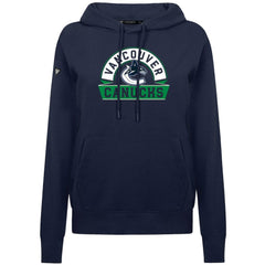 NHL Navy Vancouver Canucks Levelwear Women's Adorn Banner Arch Pullover Hoodie