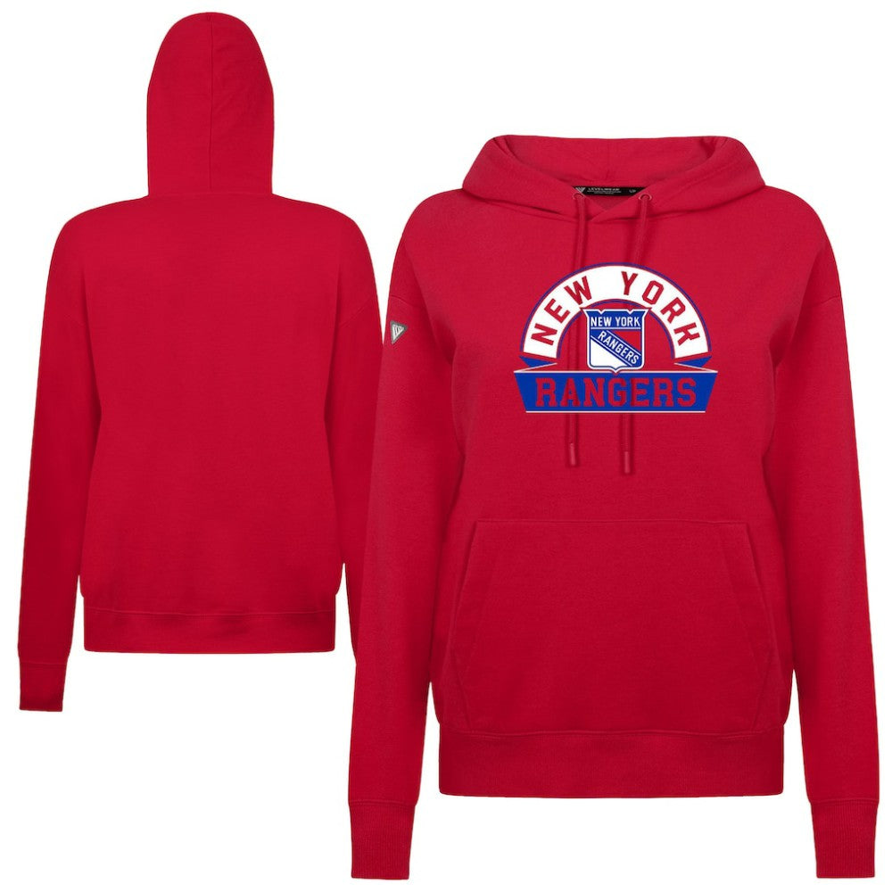 NHL Red New York Rangers Levelwear Women's Adorn Banner Arch Pullover Hoodie