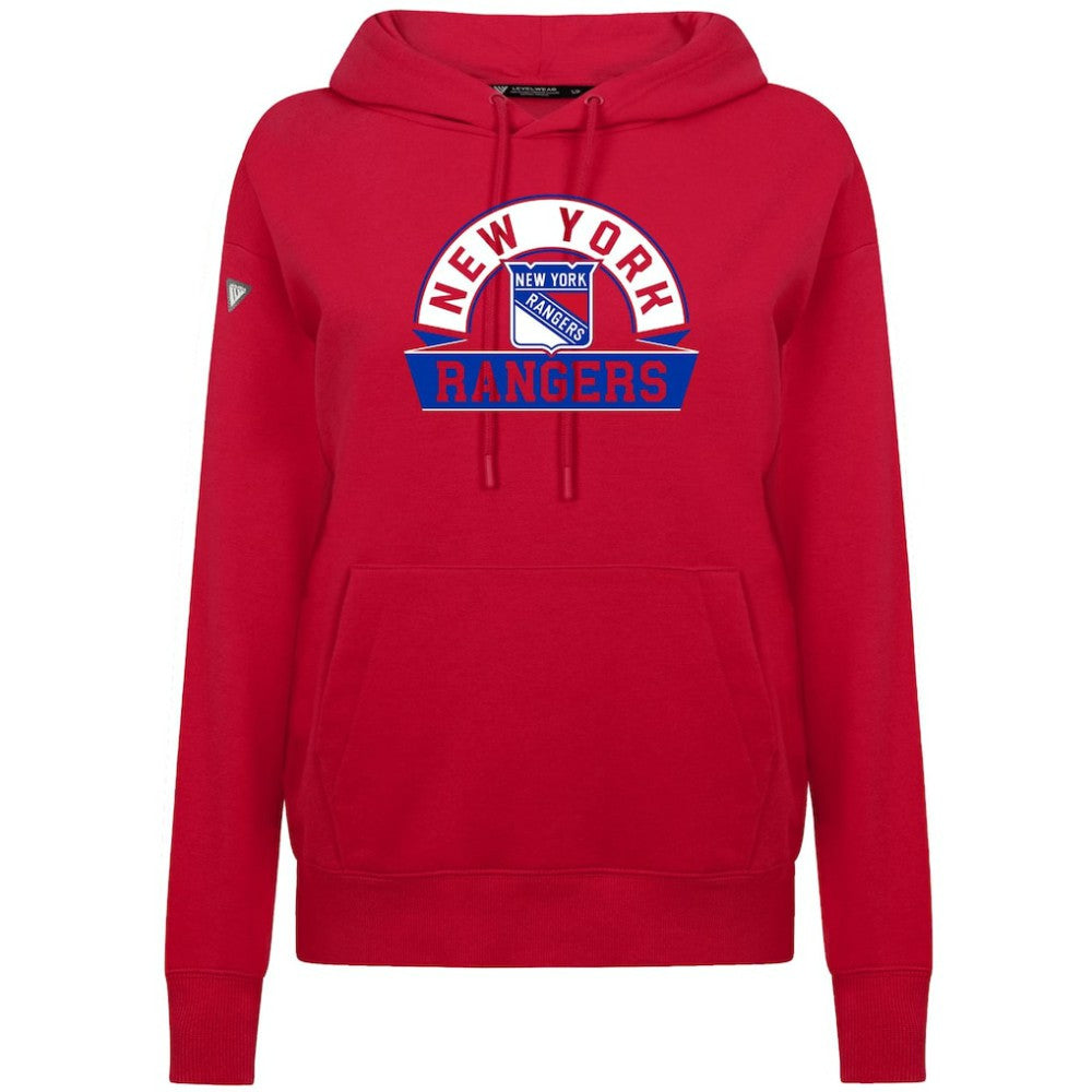 NHL Red New York Rangers Levelwear Women's Adorn Banner Arch Pullover Hoodie