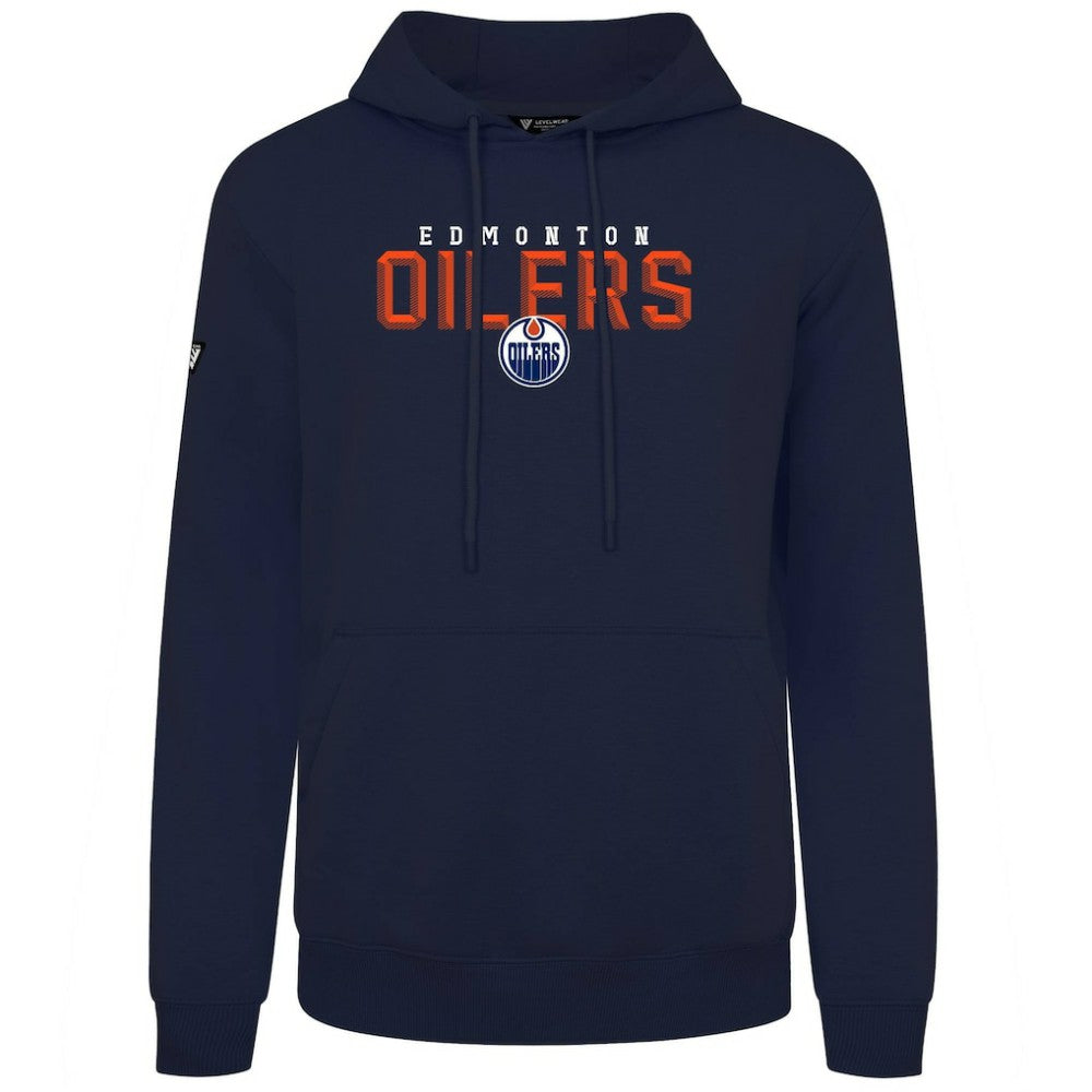 NHL Navy Edmonton Oilers Levelwear Podium Carve Pullover Hoodie