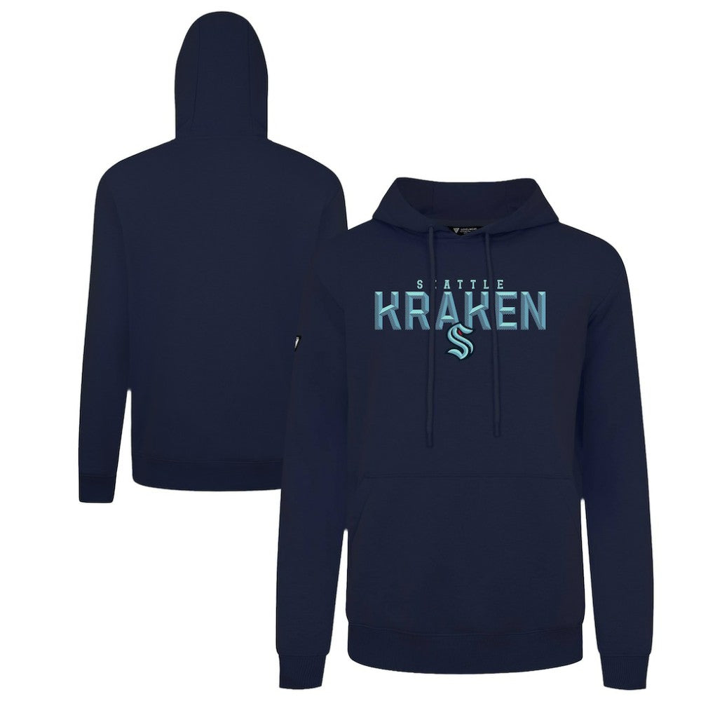 NHL Navy Seattle Kraken Levelwear Podium Carve Pullover Hoodie