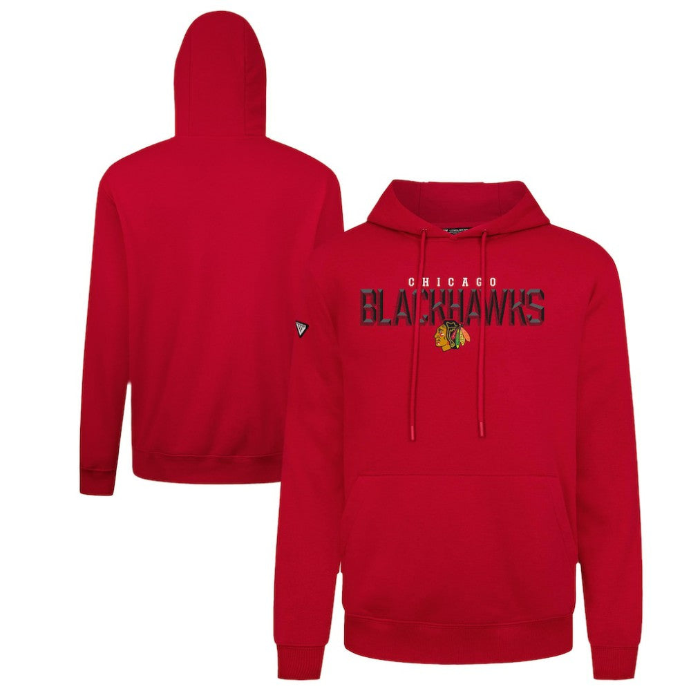 NHL Red Chicago Blackhawks Levelwear Podium Carve Pullover Hoodie