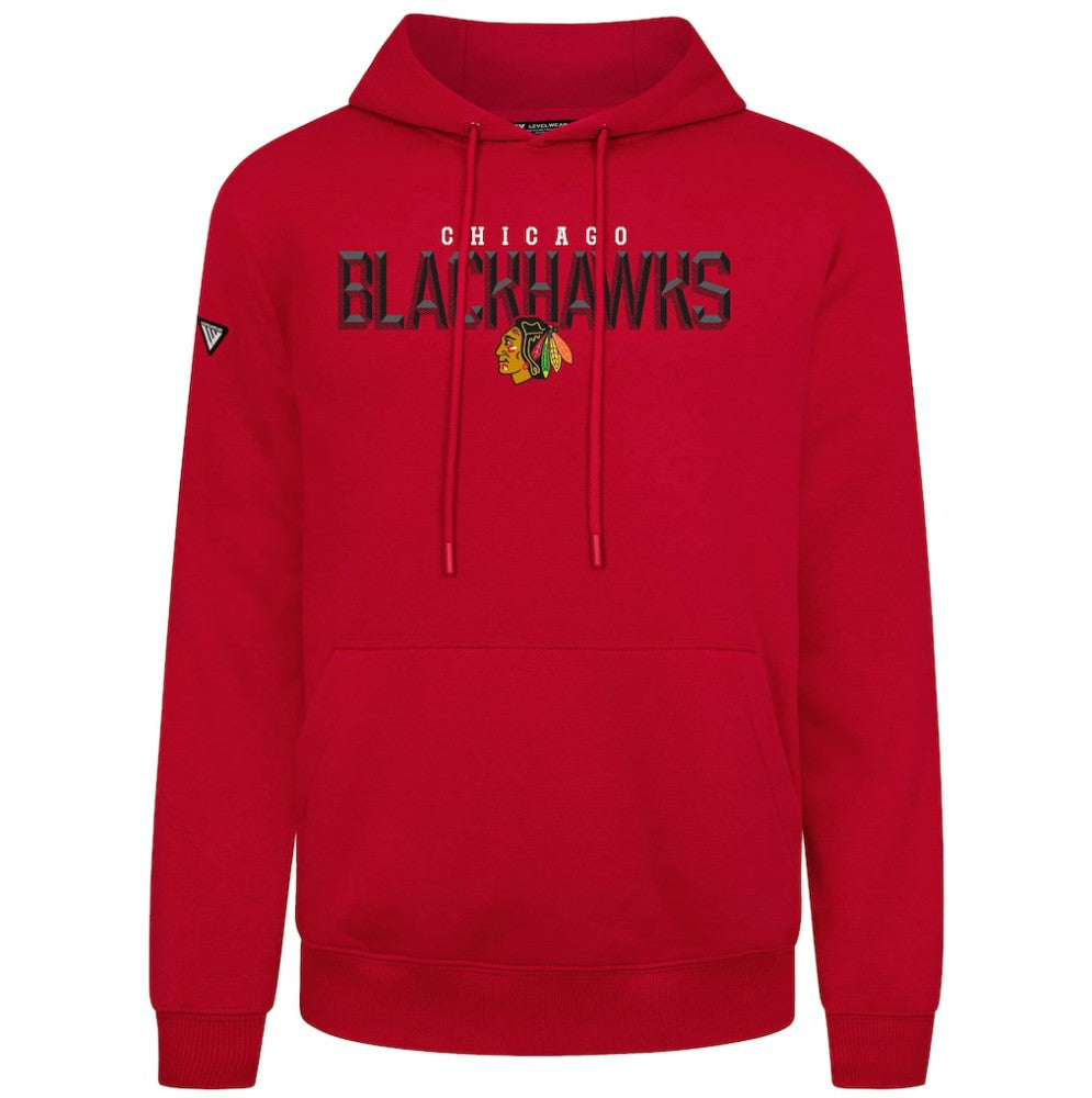 NHL Red Chicago Blackhawks Levelwear Podium Carve Pullover Hoodie