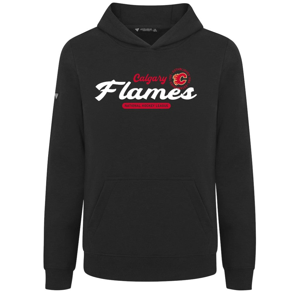 NHL Black Calgary Flames Levelwear Youth Podium Monument Pullover Hoodie