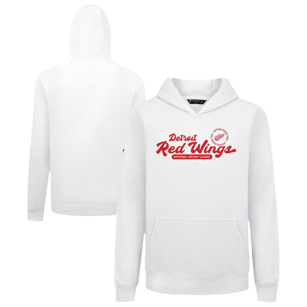 NHL White Detroit Red Wings Levelwear Youth Podium Monument Pullover Hoodie