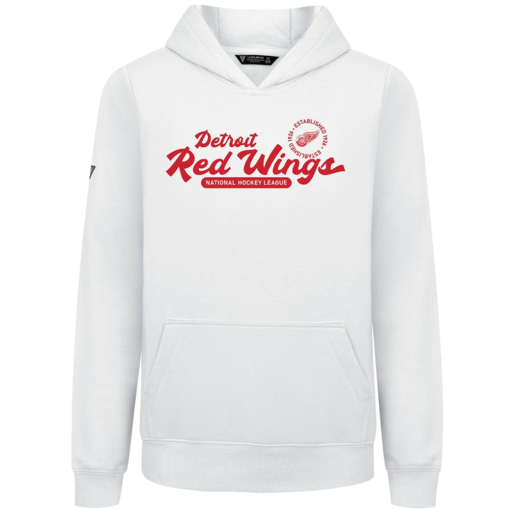NHL White Detroit Red Wings Levelwear Youth Podium Monument Pullover Hoodie