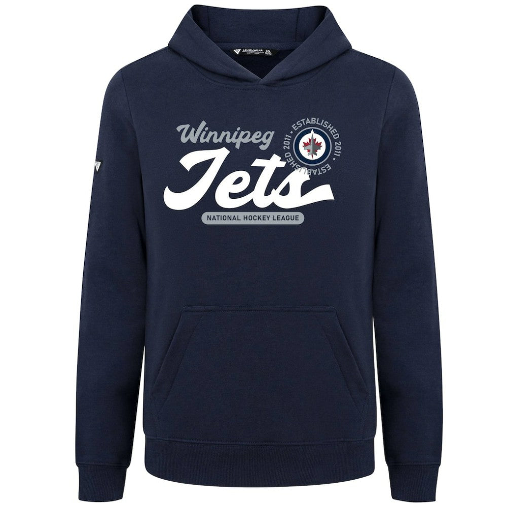 NHL Navy Winnipeg Jets Levelwear Youth Podium Monument Pullover Hoodie