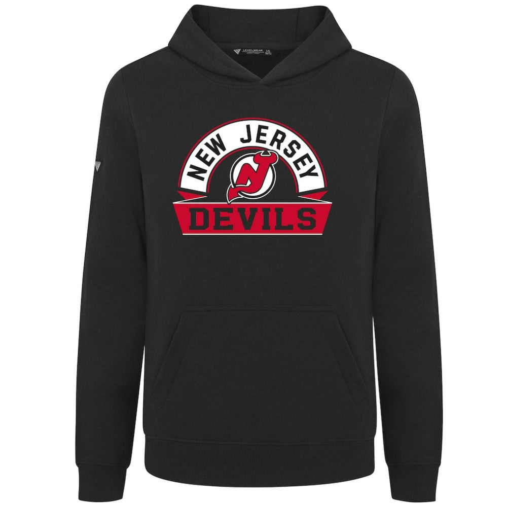NHL Black New Jersey Devils Levelwear Youth Podium Banner Arch Pullover Hoodie