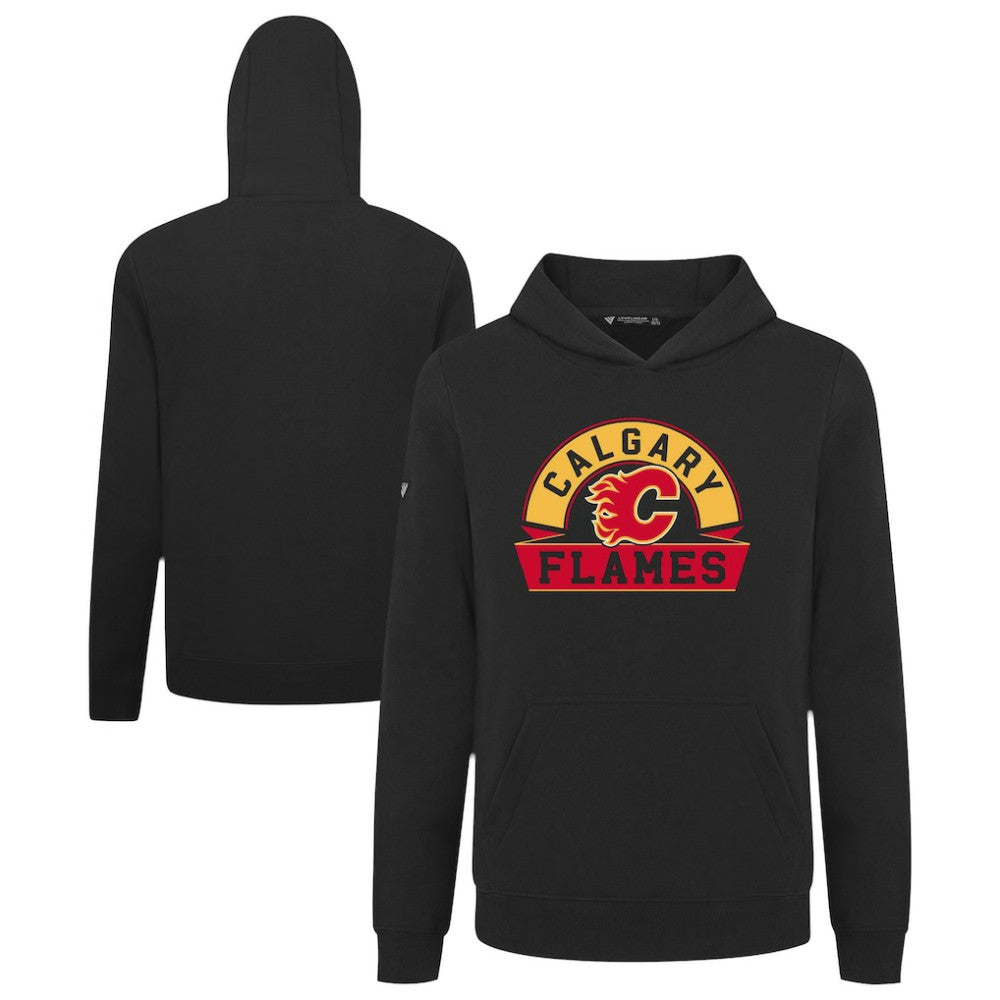 NHL Black Calgary Flames Levelwear Youth Podium Banner Arch Pullover Hoodie