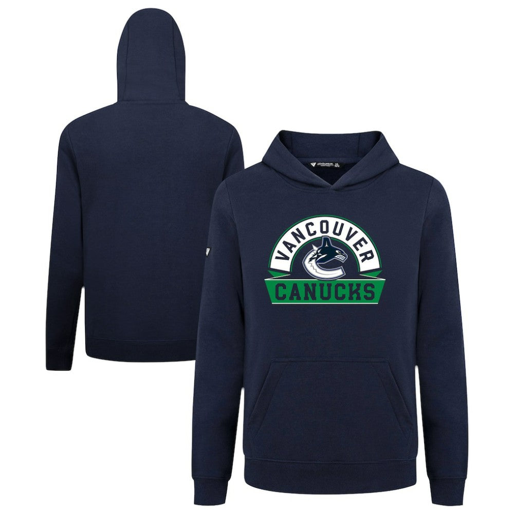 NHL Navy Vancouver Canucks Levelwear Youth Podium Banner Arch Pullover Hoodie