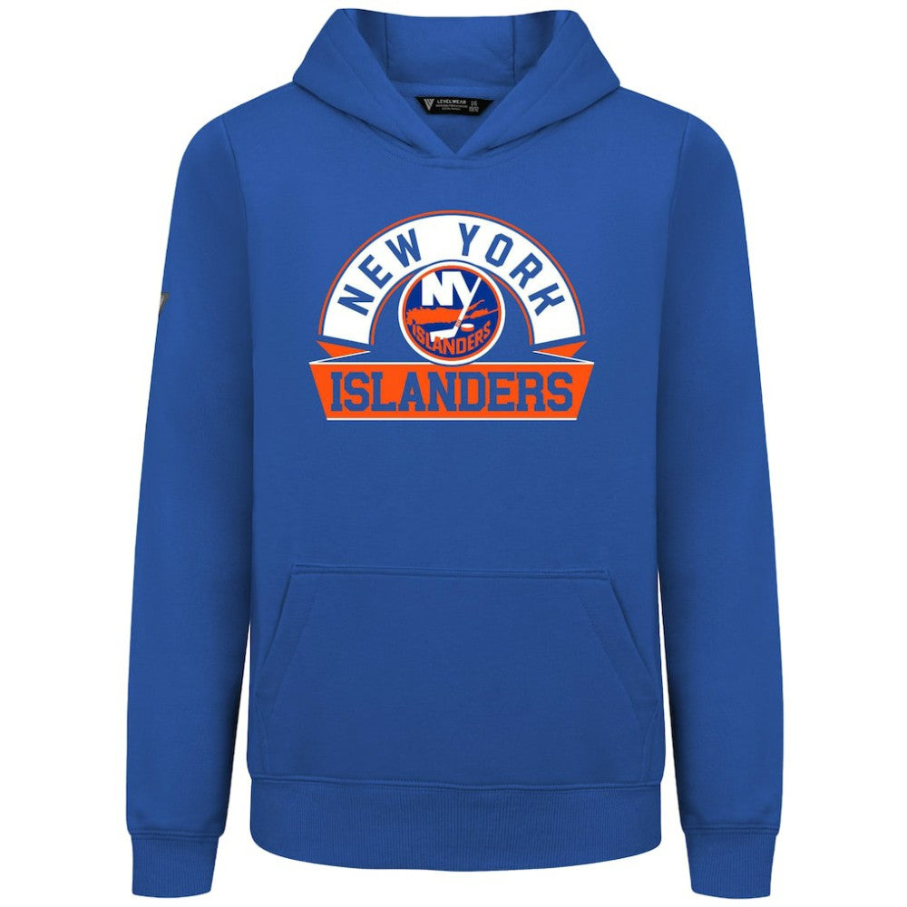 NHL Royal New York Islanders Levelwear Youth Podium Banner Arch Pullover Hoodie