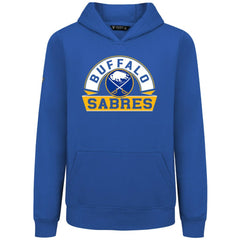 NHL Royal Buffalo Sabres Levelwear Youth Podium Banner Arch Pullover Hoodie
