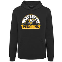 NHL Black Pittsburgh Penguins Levelwear Youth Podium Banner Arch Pullover Hoodie