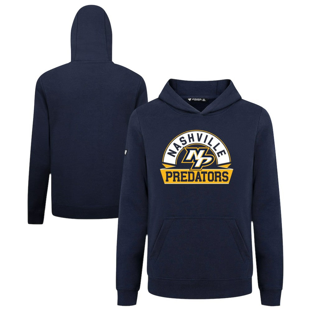 NHL Navy Nashville Predators Levelwear Youth Podium Banner Arch Pullover Hoodie