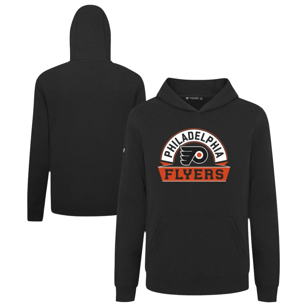 NHL Black Philadelphia Flyers Levelwear Youth Podium Banner Arch Pullover Hoodie