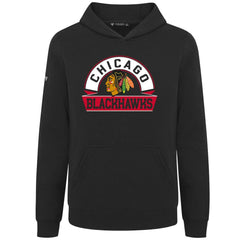 NHL Black Chicago Blackhawks Levelwear Youth Podium Banner Arch Pullover Hoodie