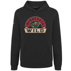 NHL Black Minnesota Wild Levelwear Youth Podium Banner Arch Pullover Hoodie