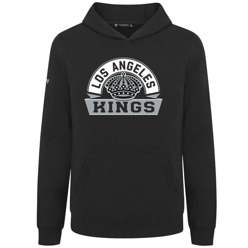 NHL Black Los Angeles Kings Levelwear Youth Podium Banner Arch Pullover Hoodie