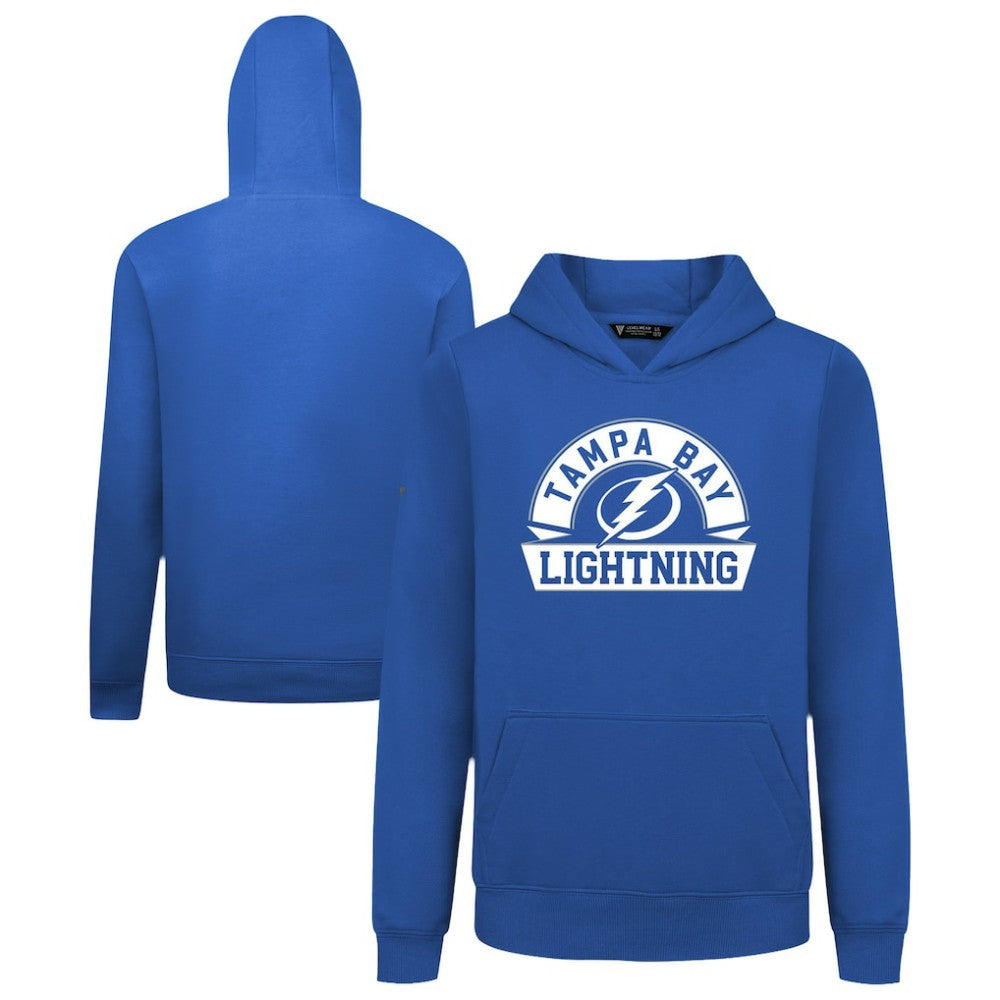 NHL Royal Tampa Bay Lightning Levelwear Youth Podium Banner Arch Pullover Hoodie