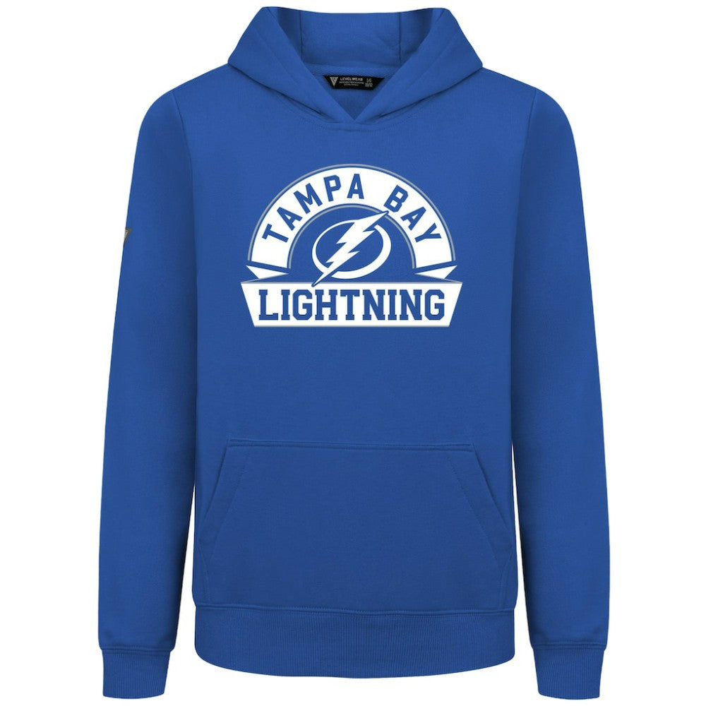NHL Royal Tampa Bay Lightning Levelwear Youth Podium Banner Arch Pullover Hoodie