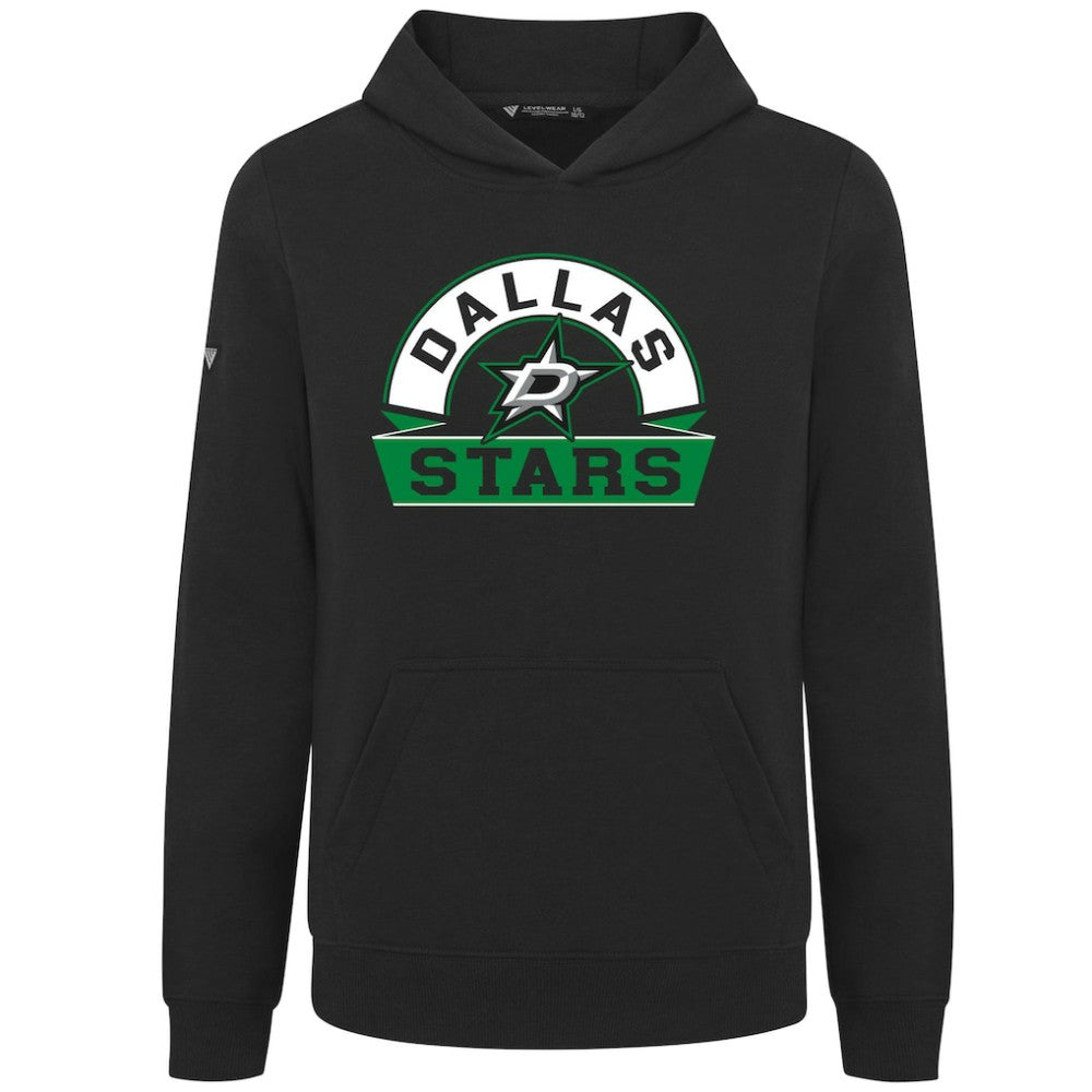NHL Black Dallas Stars Levelwear Youth Podium Banner Arch Pullover Hoodie