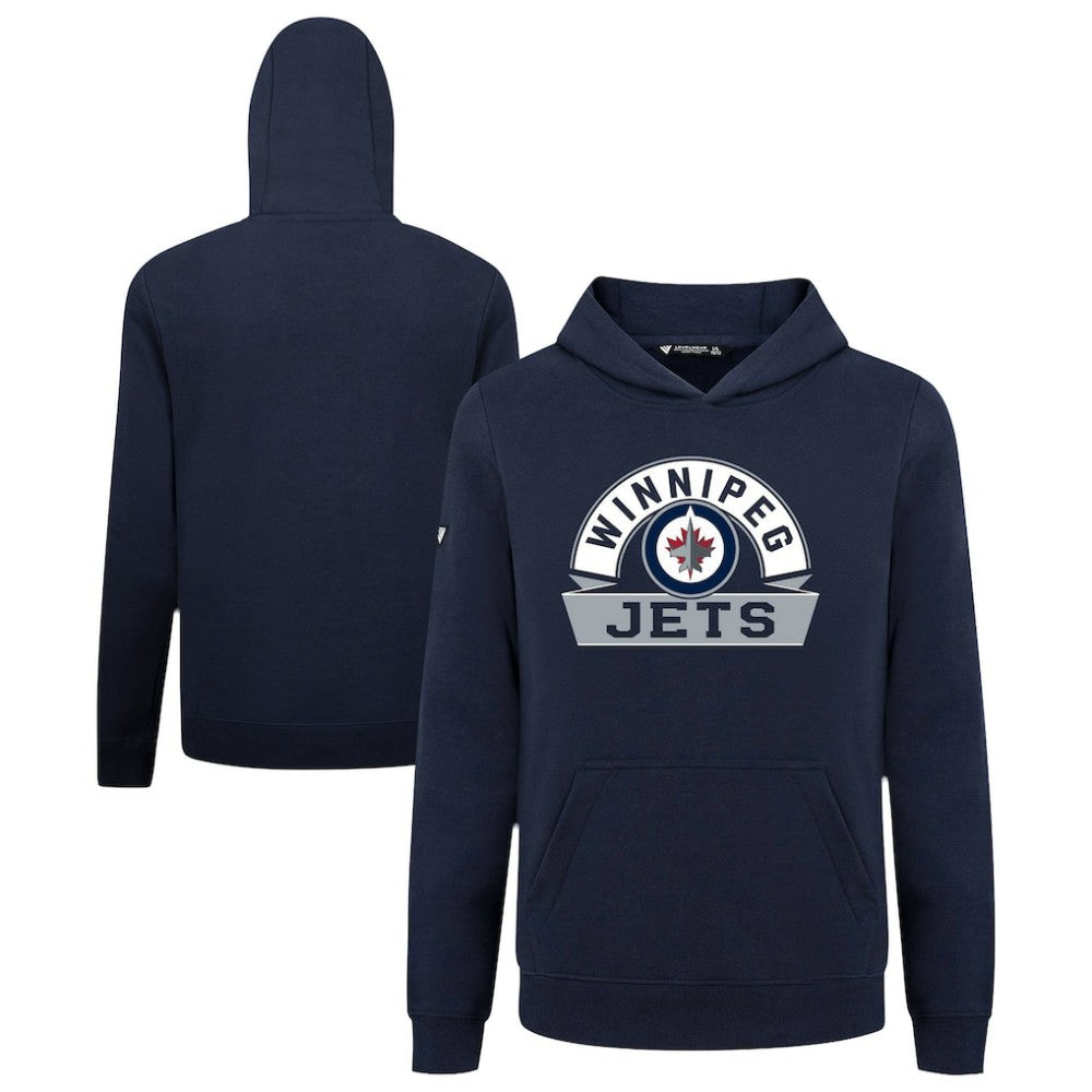 NHL Navy Winnipeg Jets Levelwear Youth Podium Banner Arch Pullover Hoodie