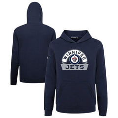 NHL Navy Winnipeg Jets Levelwear Youth Podium Banner Arch Pullover Hoodie