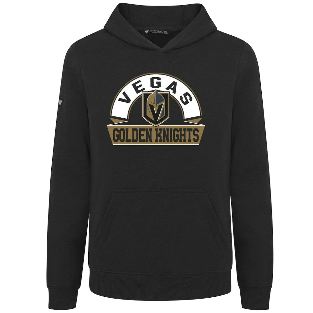 NHL Black Vegas Golden Knights Levelwear Youth Podium Banner Arch Pullover Hoodie