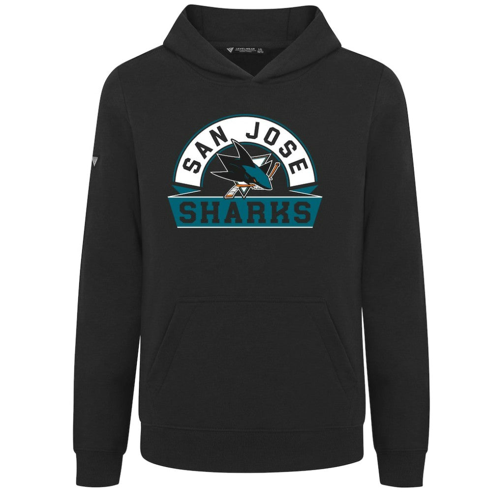 NHL Black San Jose Sharks Levelwear Youth Podium Banner Arch Pullover Hoodie