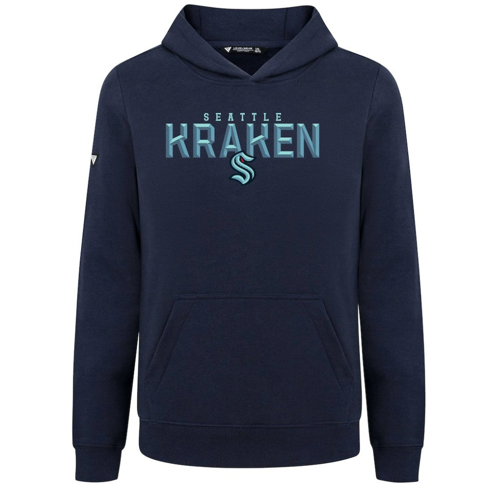 NHL Navy Seattle Kraken Levelwear Youth Podium Carve Pullover Hoodie