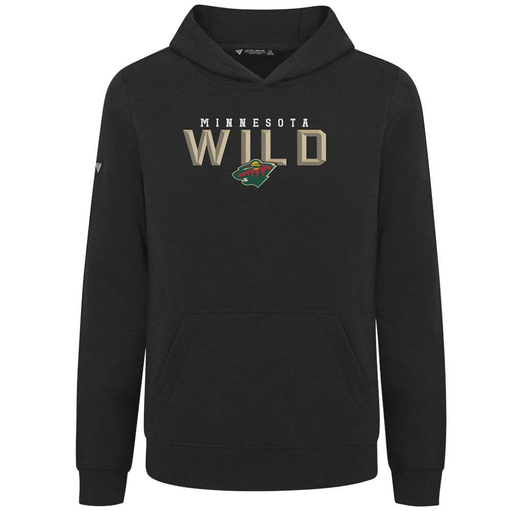 NHL Black Minnesota Wild Levelwear Youth Podium Carve Pullover Hoodie