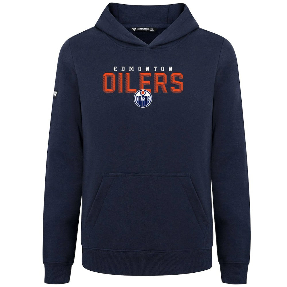 NHL Navy Edmonton Oilers Levelwear Youth Podium Carve Pullover Hoodie
