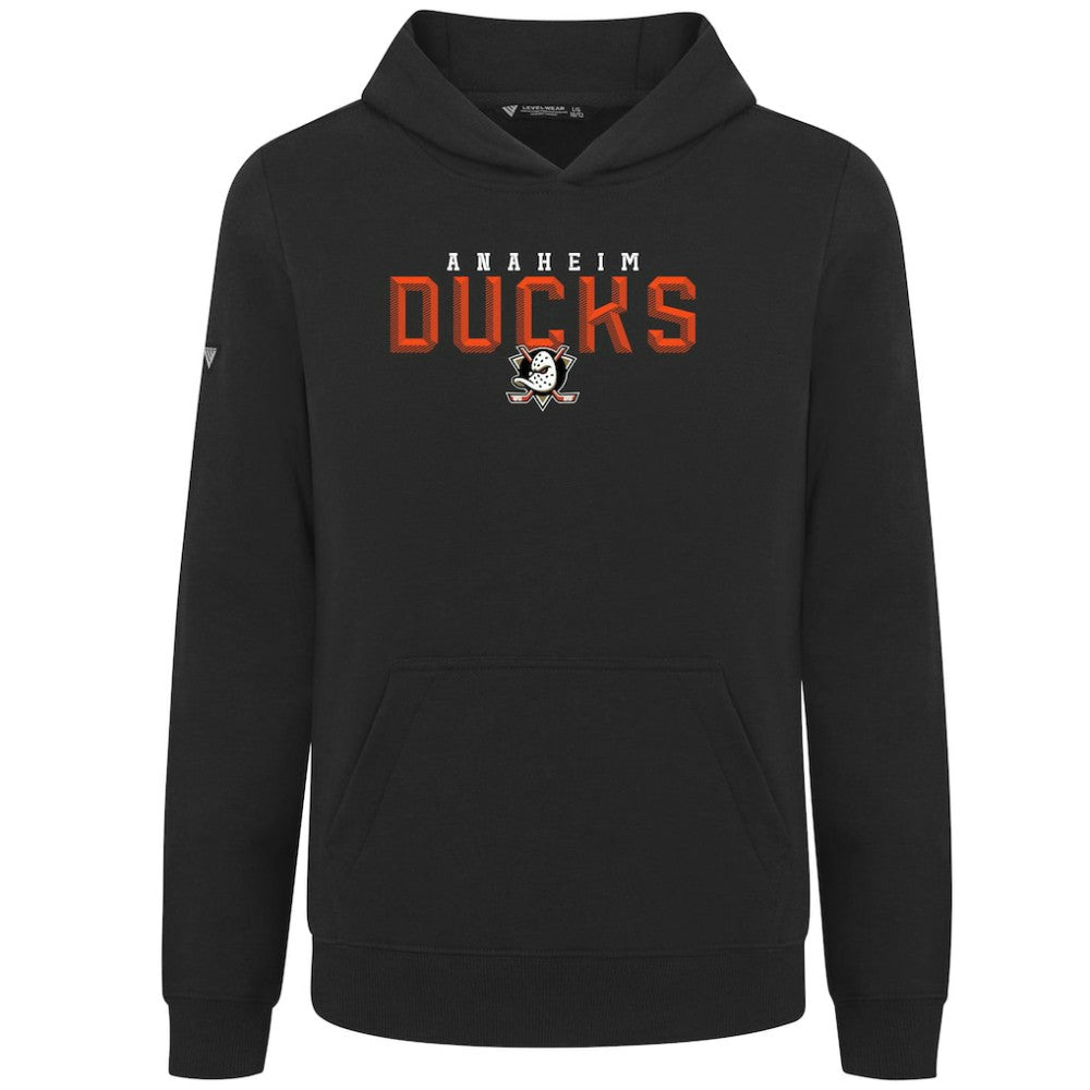 NHL Black Anaheim Ducks Levelwear Youth Podium Carve Pullover Hoodie