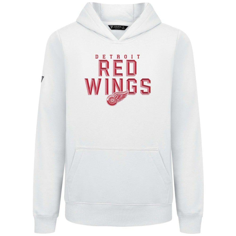NHL White Detroit Red Wings Levelwear Youth Podium Carve Pullover Hoodie