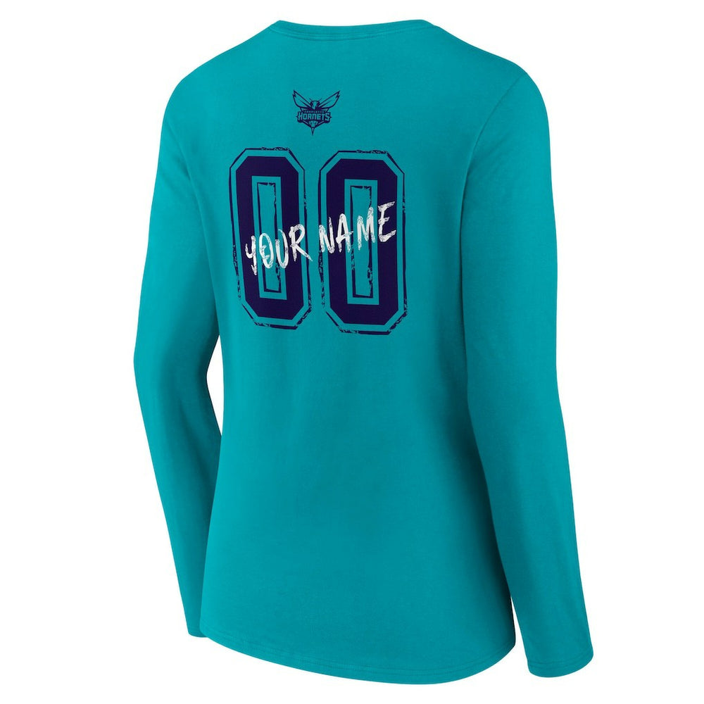 NBA Charlotte Hornets Women's Hustle Custom Long Sleeve V-Neck T-Shirt