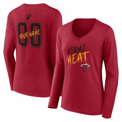 NBA Miami Heat Women's Hustle Custom Long Sleeve V-Neck T-Shirt