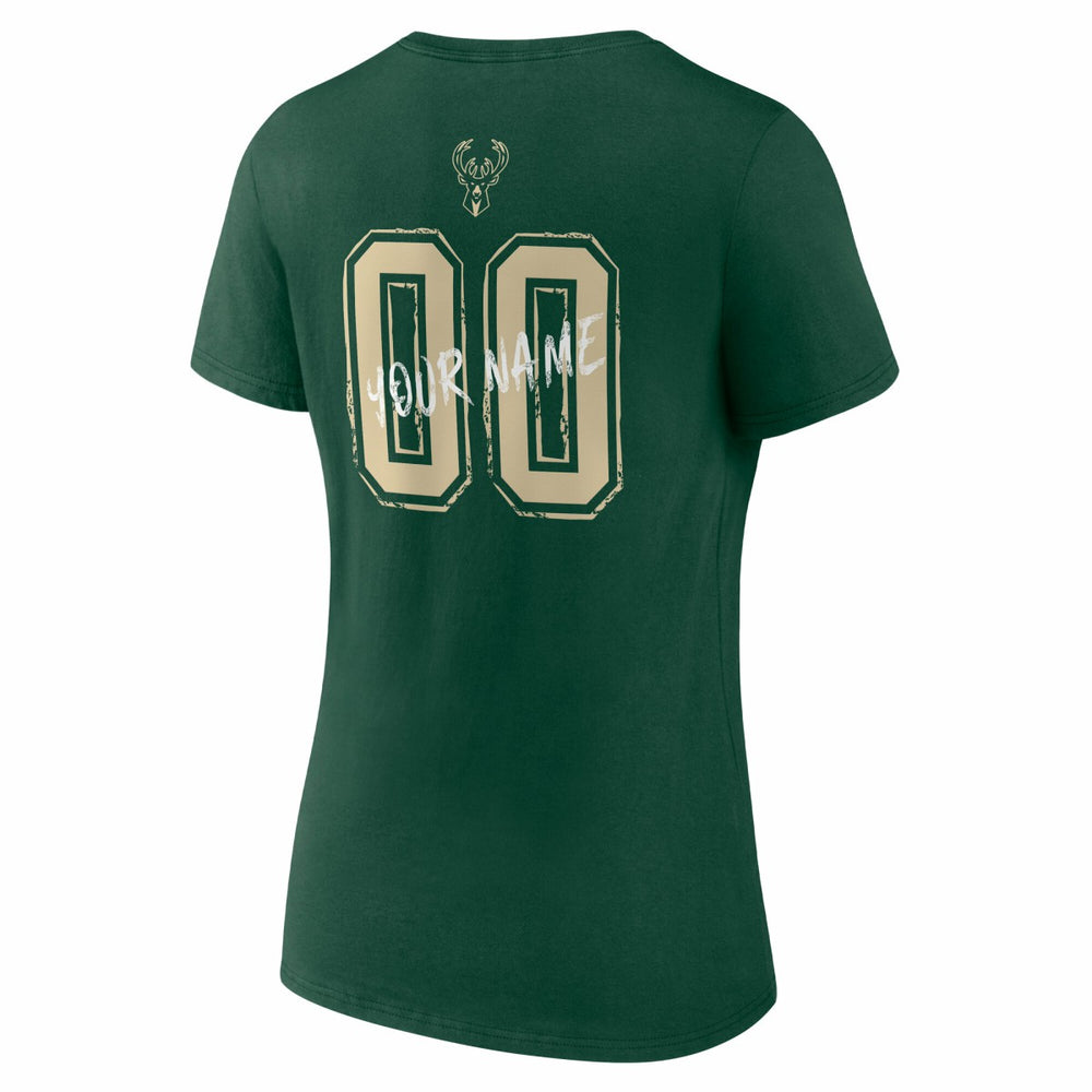 NBA Milwaukee Bucks Women's Hustle Custom V-Neck T-Shirt